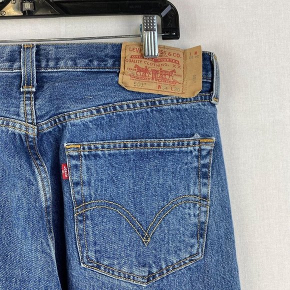 LEVI'S 501 Blue Straight Leg Jean - Picture 4 of 10